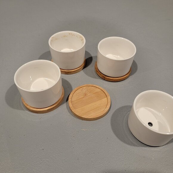 Set of 4 - Succulent Pots. 2-1/2" diameter by 1-1/2" tall.  Exc. Condition! - Picture 2 of 3